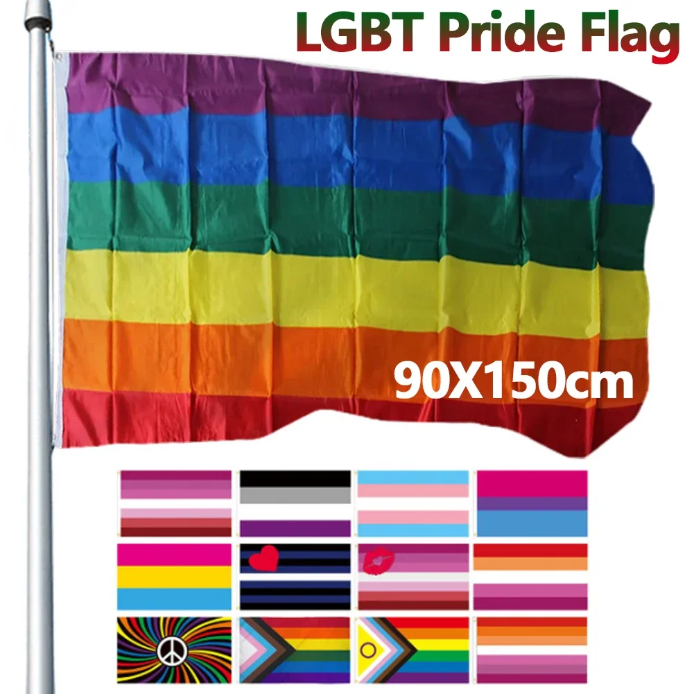 15 Styles Rainbow Flag Large LGBT Pride Flag 60x90cm Outdoor Banner Party Gay Pride Striped Flag for Intersex Pride Peace Flags