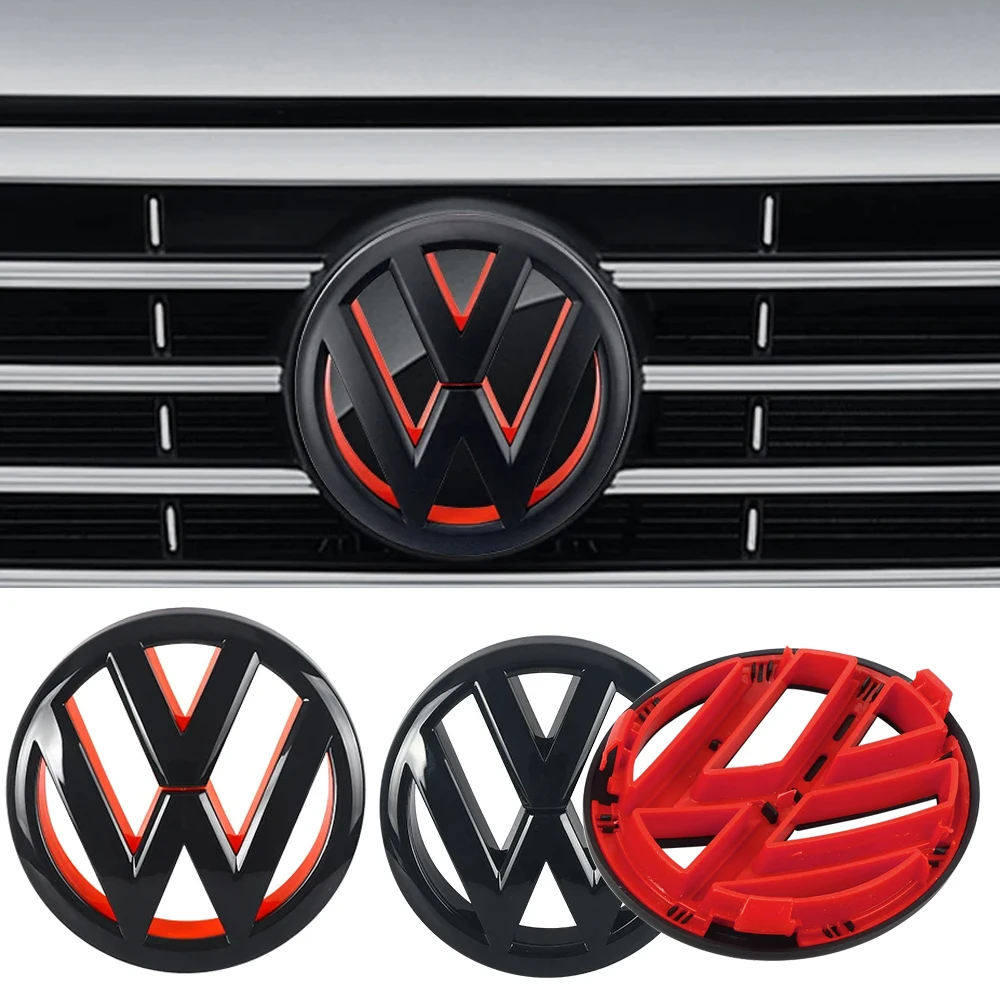 Black Red ABS  Car Front Radiator Grille Emblem 137MM+Rear Trunk Lid Badge 110MM Auto Emblem For Volkswagen VW Golf 6 2010-2013