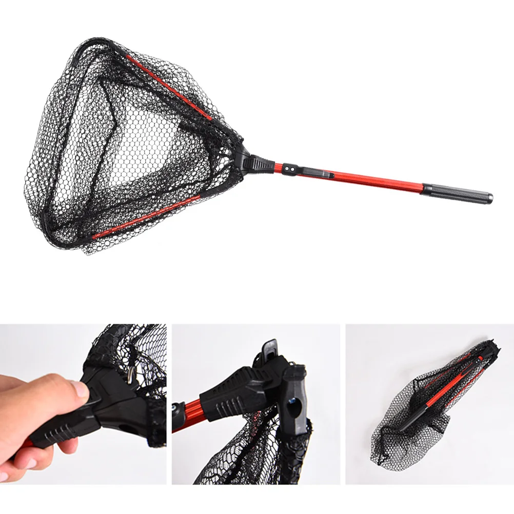 

Triangle Folding Net Durable Nylon Retractable Aluminum Rod Non-Slip Waterproof Foldable Fishing Net For Lakes Rivers