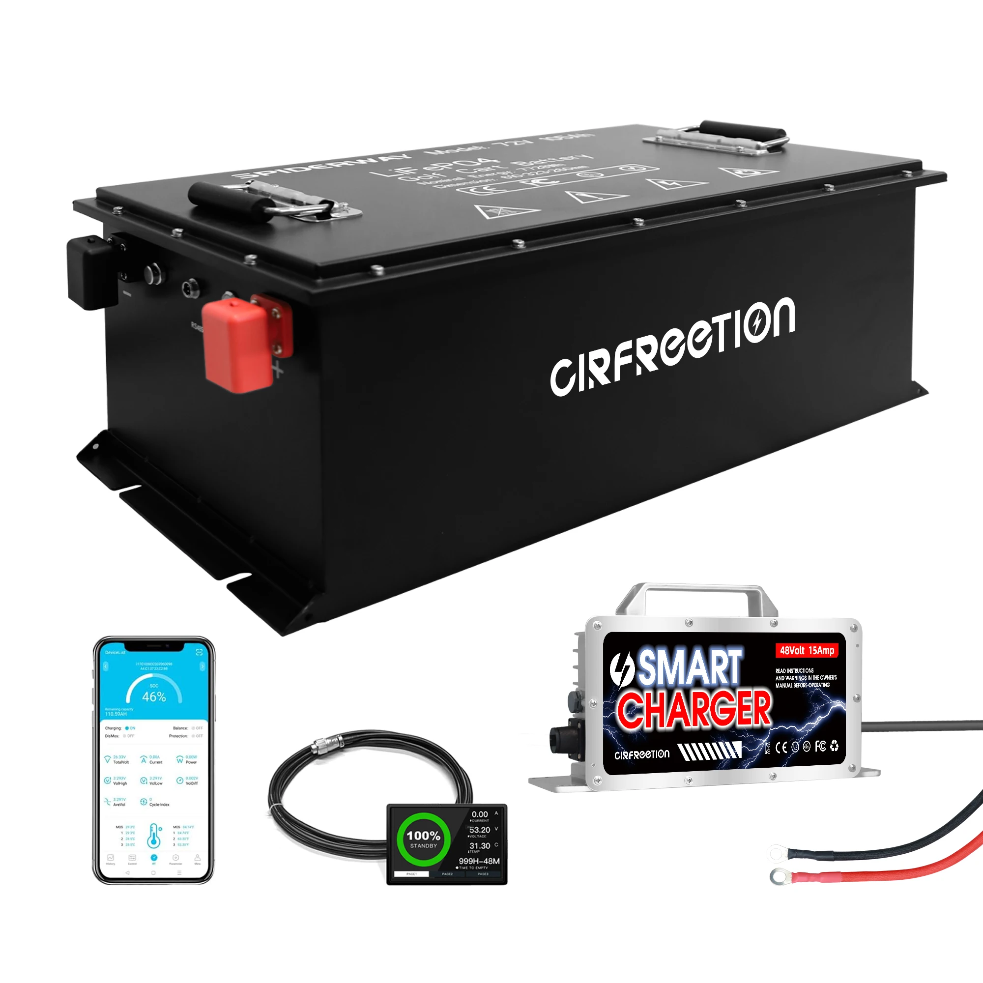 

72V(73.6V) 105Ah LiFePO4 Lithium Battery w/ Charger for EZGO Club Car Golf Cart