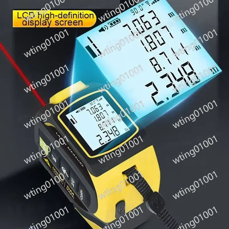 4 in 1 Laser Rangefinder Bluetooth 5M Steel Tape Measure 40m 60m 80m 100m Indoor Laser Measuring Instrument Digital Laser