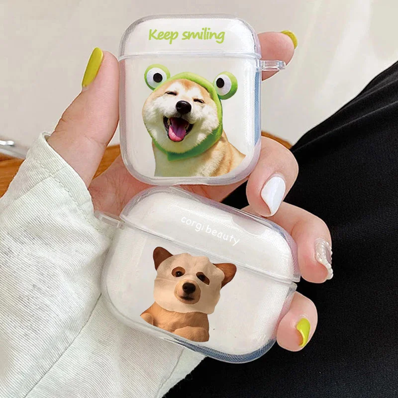 Zabawne etui na słuchawki AirPods z motywem psa rasy Corgi, przezroczyste, na AirPods 4, 3, Pro 3, 2, przezroczysta osłona na Airpod 2, 3, ochronne akcesorium, pokrowiec.