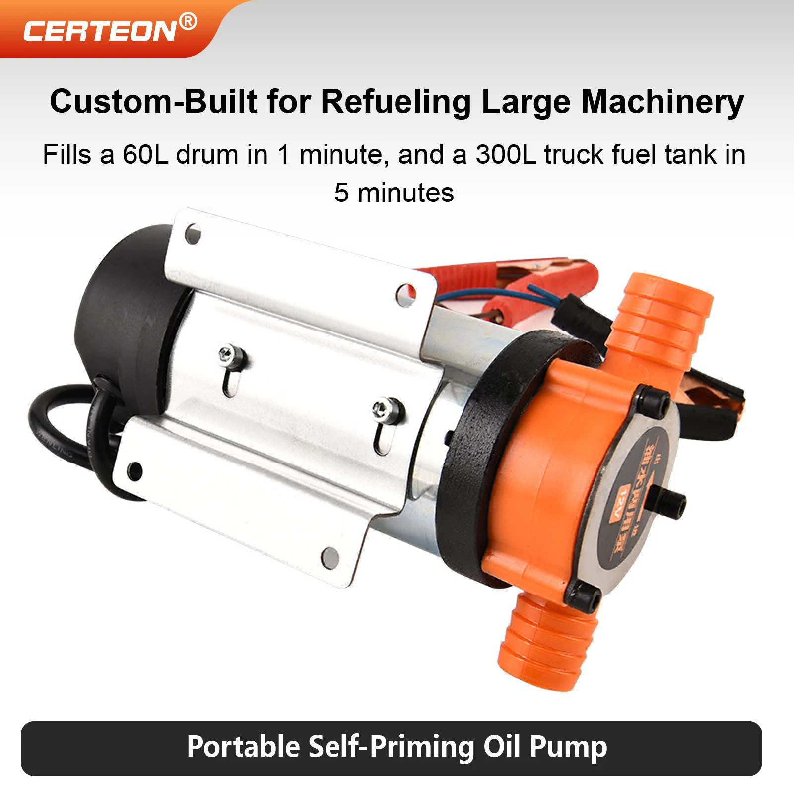 Industrial Dual-Use Oil Water Transfer Pump 12V 24V High Flow 200W 4500RPM DC Electric Pump for Oil and Water