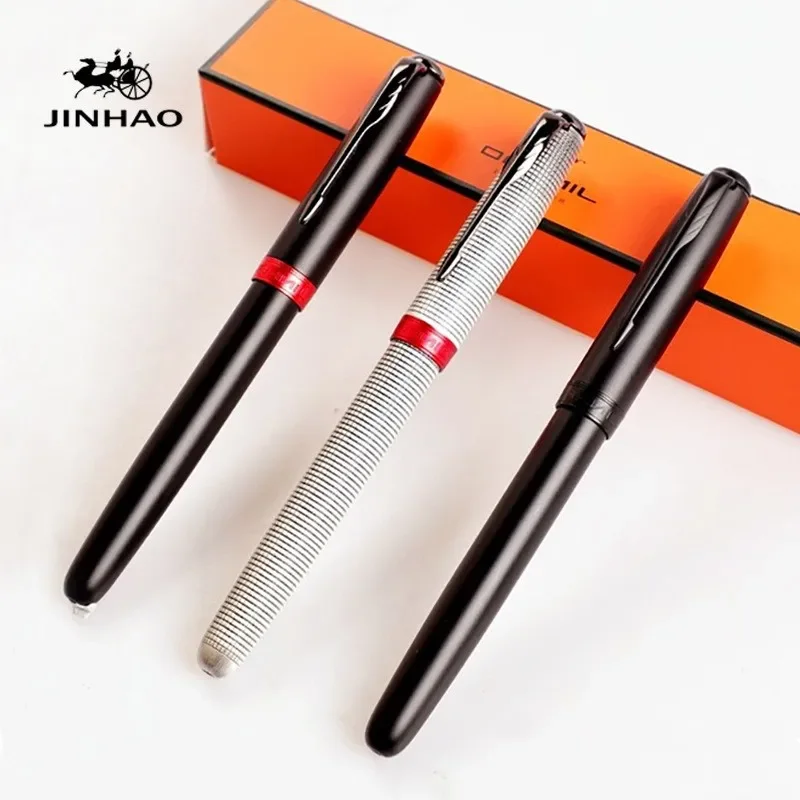 Imagem -02 - Jinhao 75 Caneta Tinteiro Nova Xadrez Prata Série Fina 0.5 mm Material Escolar de Escritório de Negócios Caneta de Tinta para Escrever Presente Papelaria