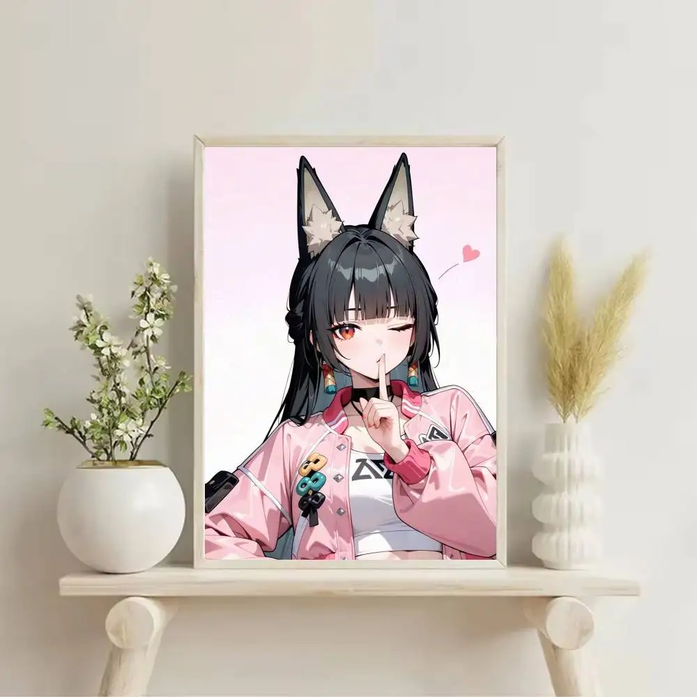 Z-Zenless Zone Zero Miyabi H-Hoshimi Poster Self-adhesive Art Waterproof Paper Sticker Coffee House Bar Room Wall Decor
