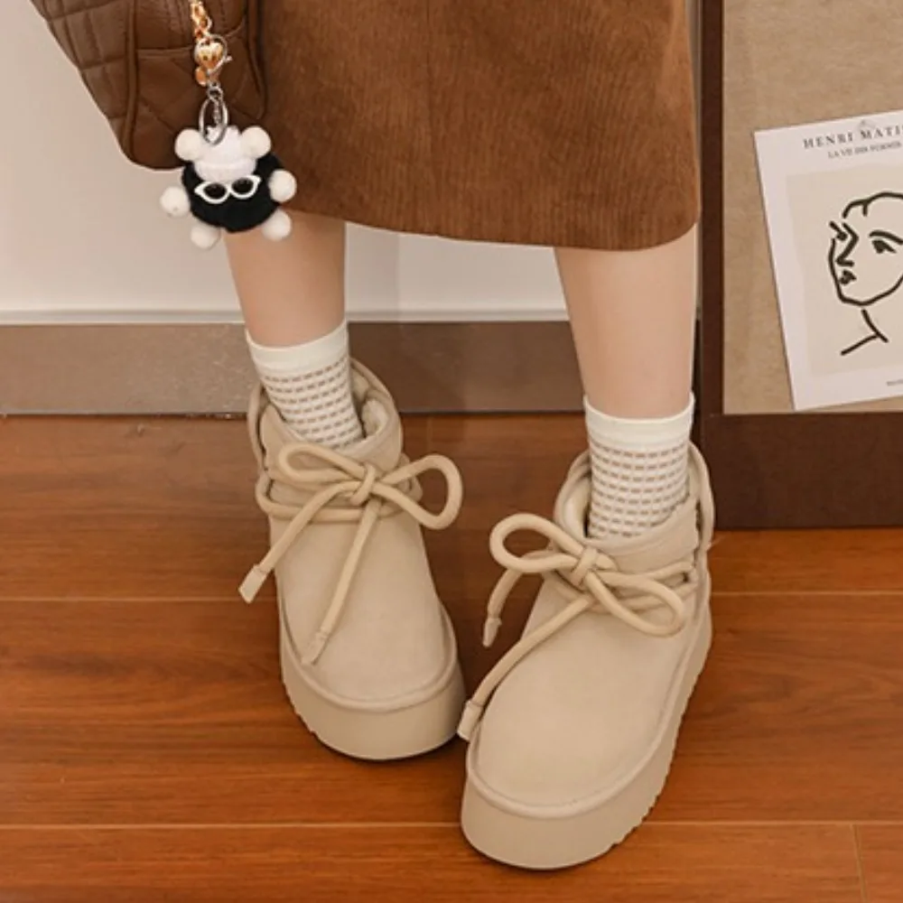 جديد جولة اصبع القدم سميكة القوس فراشة مع أفخم عارضة تنوعا الإنترنت أحذية الثلوج النسائية الشهيرة من نفس النمط #6