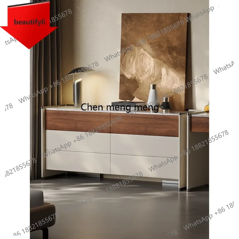 

M02 Italian Minimalist Bedroom Storage Cabinet Bedside Storage Cabinet High-End Solid Wood Six-Drawer Cabinet