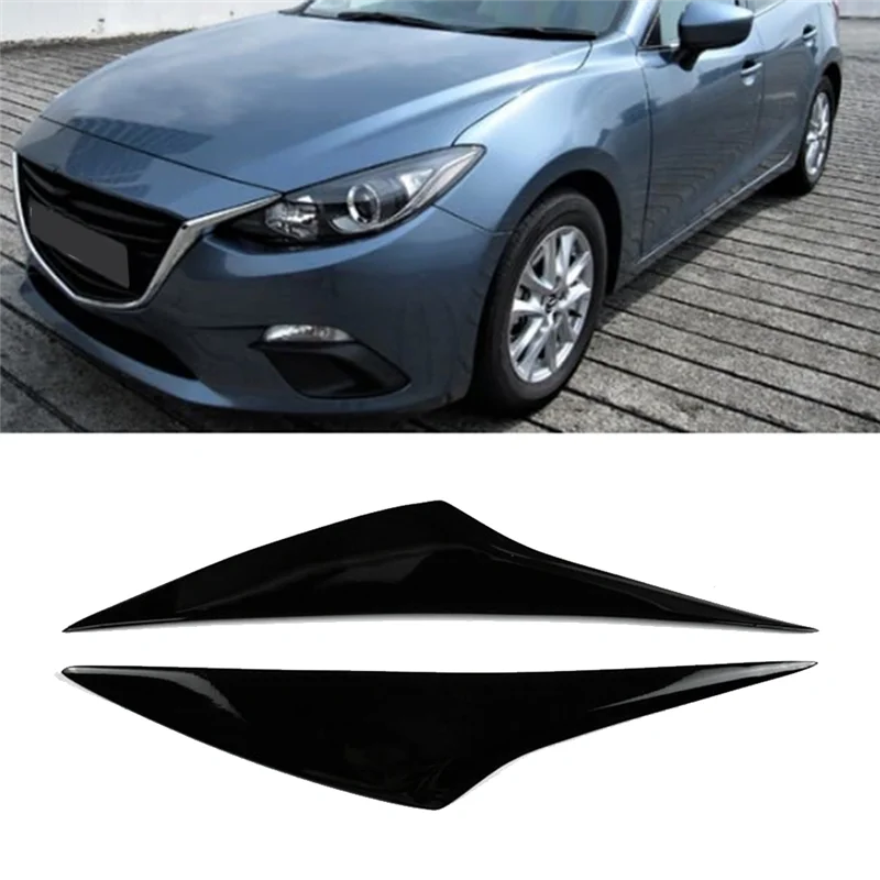 

BT-Car Front Headlight Eyebrow Cover Head Light Lamp Eyelid Eyebrow Trim Resin For Mazda 3 Axela 2014-2016