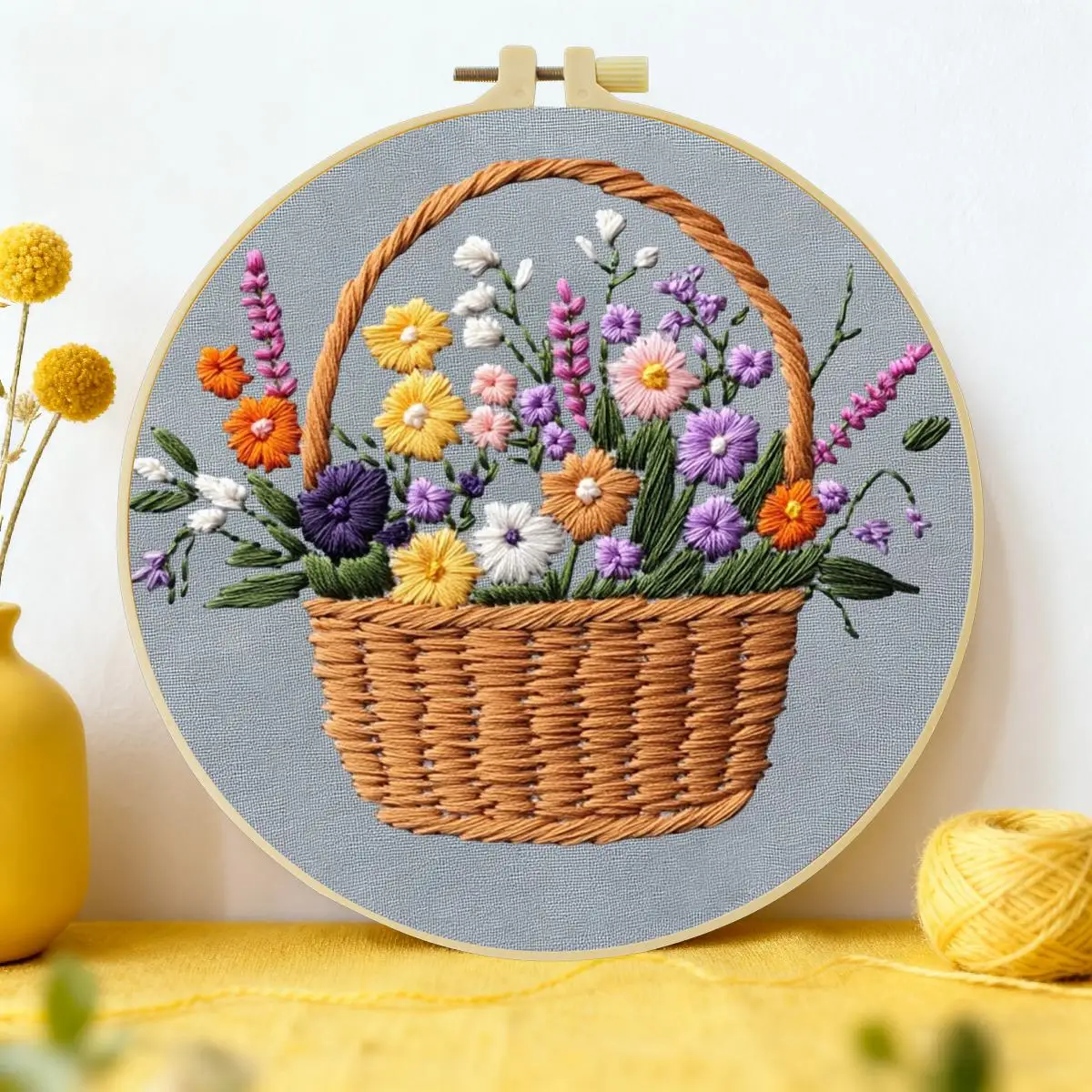 1 Stück 20X20CM/15X15CM 7,87/6,3 Zoll Kranz-Stickerei-Starter-Kit DIY-Kit DIY-Stickerei-Set Handarbeiten Malerei Nadelkunst – Detail 1