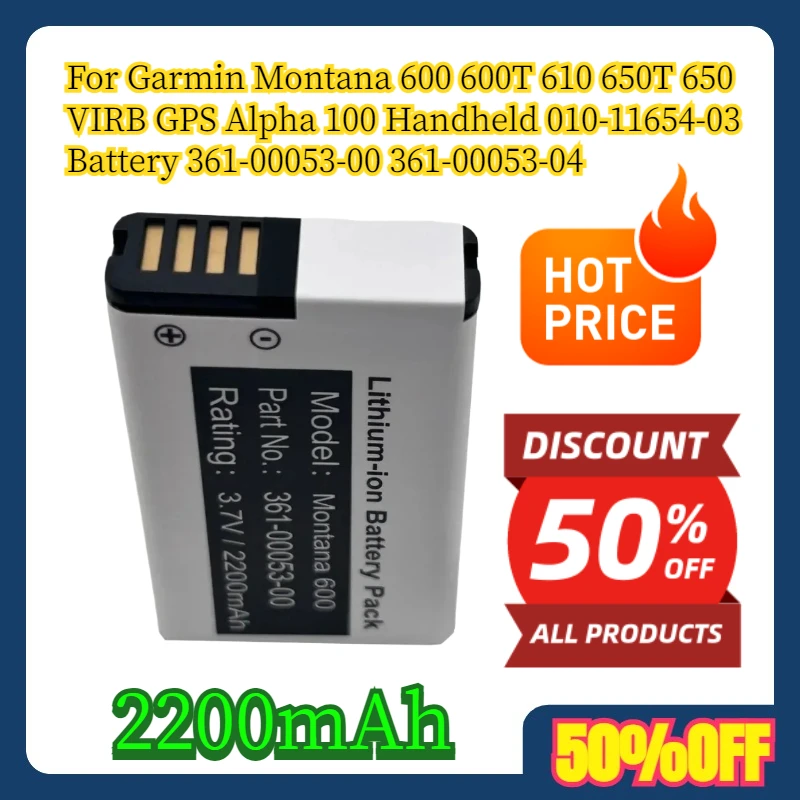 

Для Garmin Montana 600 600T 610 650T 650 VIRB GPS Alpha 100 Handheld 010-11654-03 Аккумулятор 361-00053-00 361-00053-04 2200 мАч