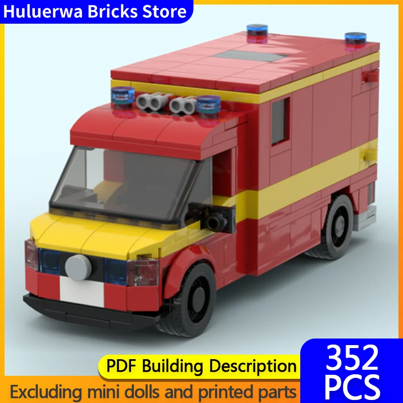 

Модель городской автомобиль MOC, строительные кирпичи, пожарная медицинская скорая помощь, модульная технология, детские праздничные подарки, сборные игрушки, костюм