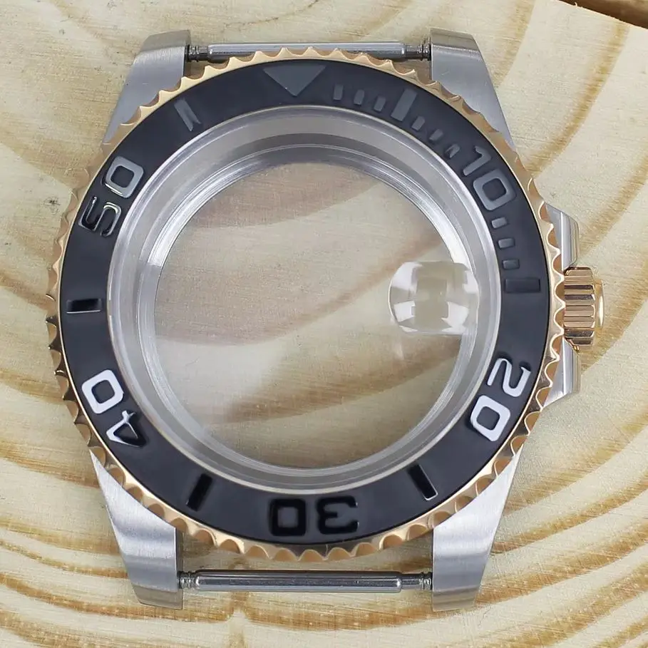 ตัวเรือนนาฬิกาเหล็กดำน้ำสุดหรูขนาด40มม. กระจกแซฟไฟร์กันน้ำสำหรับ Nh35 Nh36 NH34 4R36 8205เงินส่วน Master เรือยอช