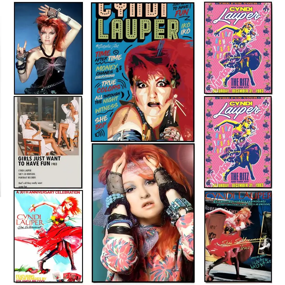 Póster Retro de Singer C-Cyndi Lauper, pegatina de pared impermeable HD, decoración para sala de estar, regalo
