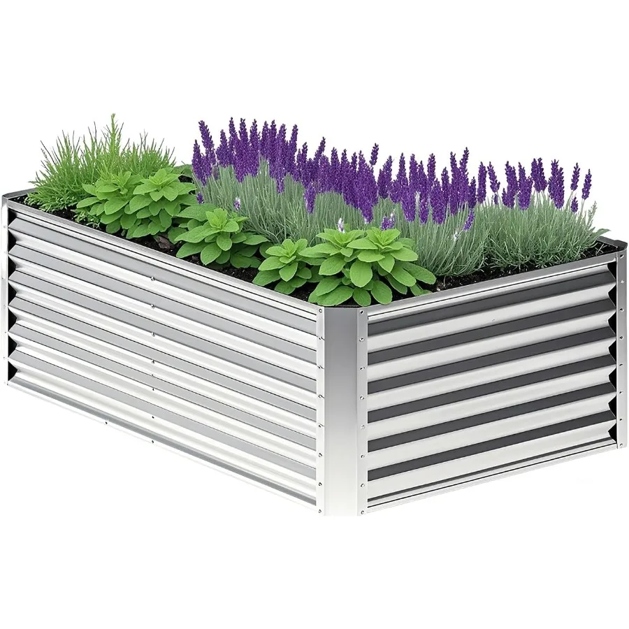 

6x3x1ft Rectangle Galvanized Raised Garden Beds kit Large-Capacity Metal Planter Garden Box OutdoorMetal Garden Bed for Vegetab
