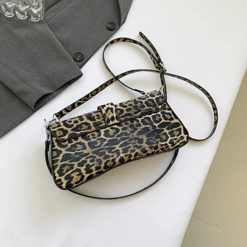 Leopard Print Handbags for Women 2024 PU Leather Shoulder Bags Female Designer Luxury Rectangular Aesthetic Crossbody Bag Lady