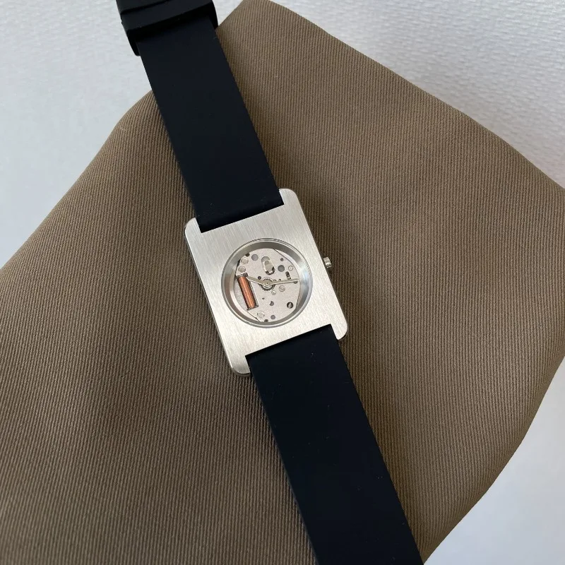 Minimalist Design Women's Fashion Watch Hollow Quartz Movement Stainless Steel Case Delicate Silicone Leather Strap Gift