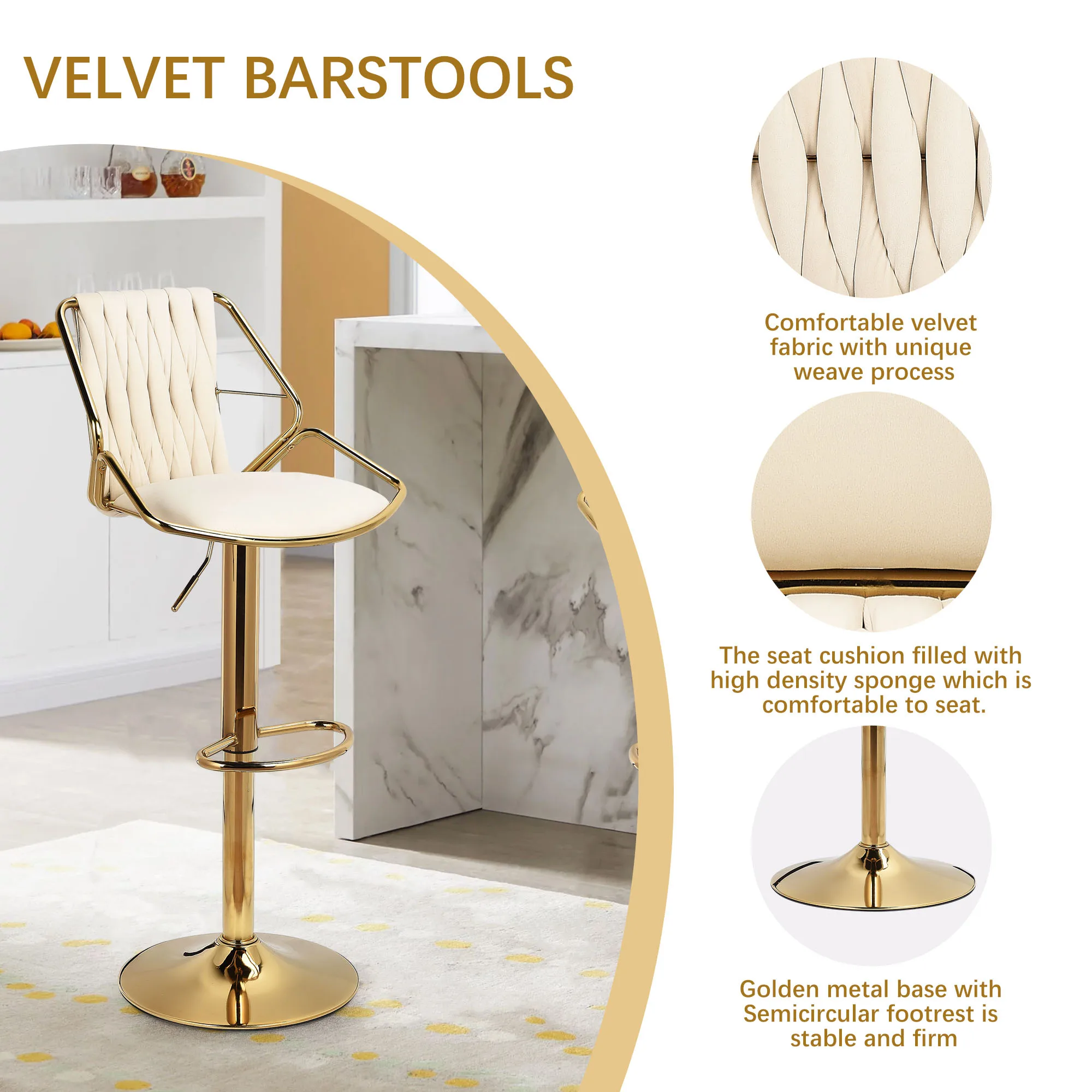 Sgabello da Bar moderno da 2 pezzi con schienale e gamba in metallo, sgabelli da Bar piccoli regolabili in altezza, sgabello da banco con motivo a