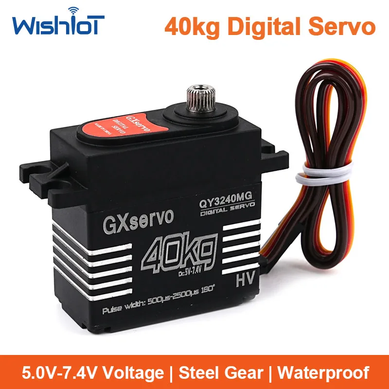 Digital Servo 40kg 7.4V Iron Core Motor High Torque Steel Gear Semi Metal Case Black for RC Car Robot Crawler Vehicle DIY
