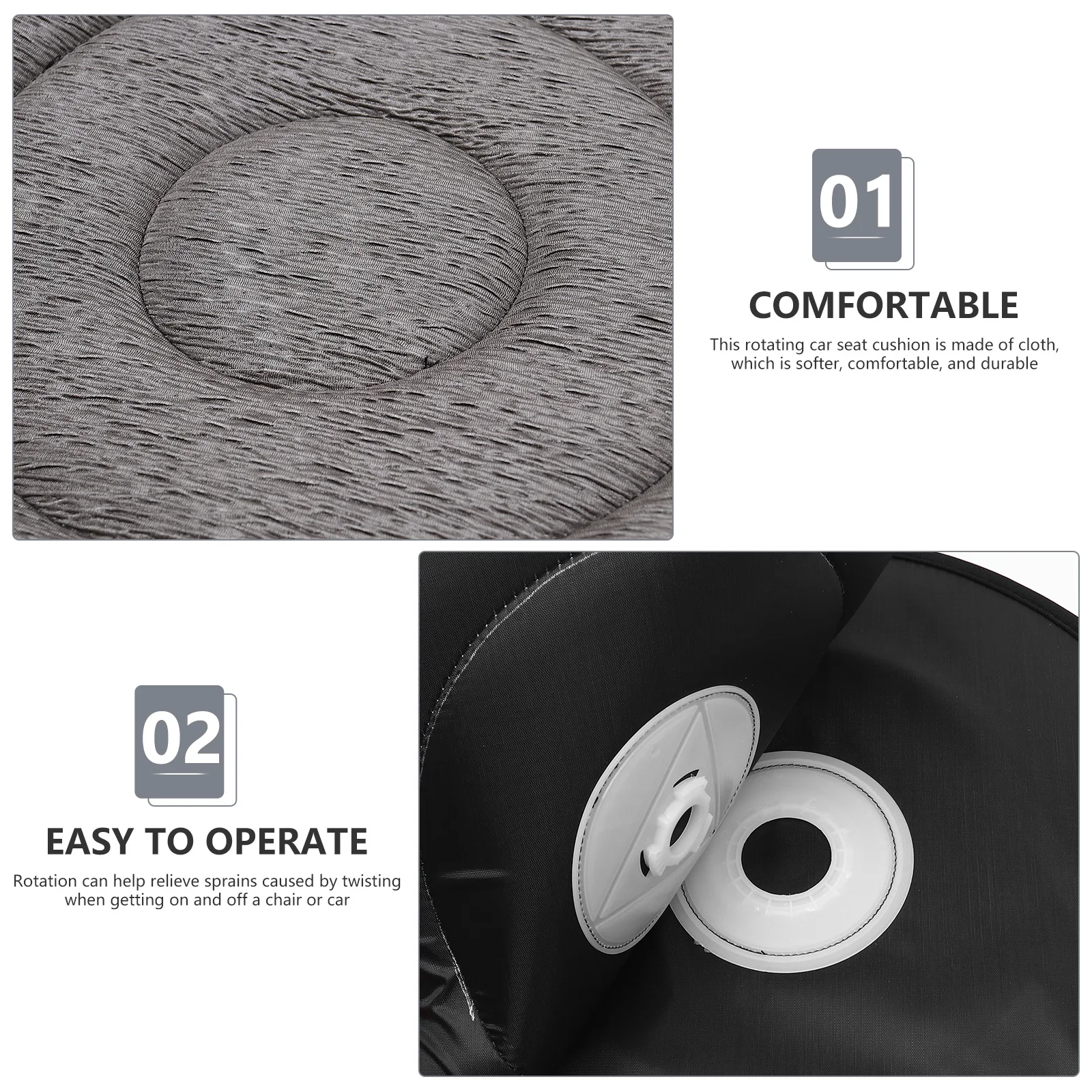 

Pad Swivel Cushion Car Seat Pads Cushions Chair for Pregnant Woman Grey Pleated Cloth Baby