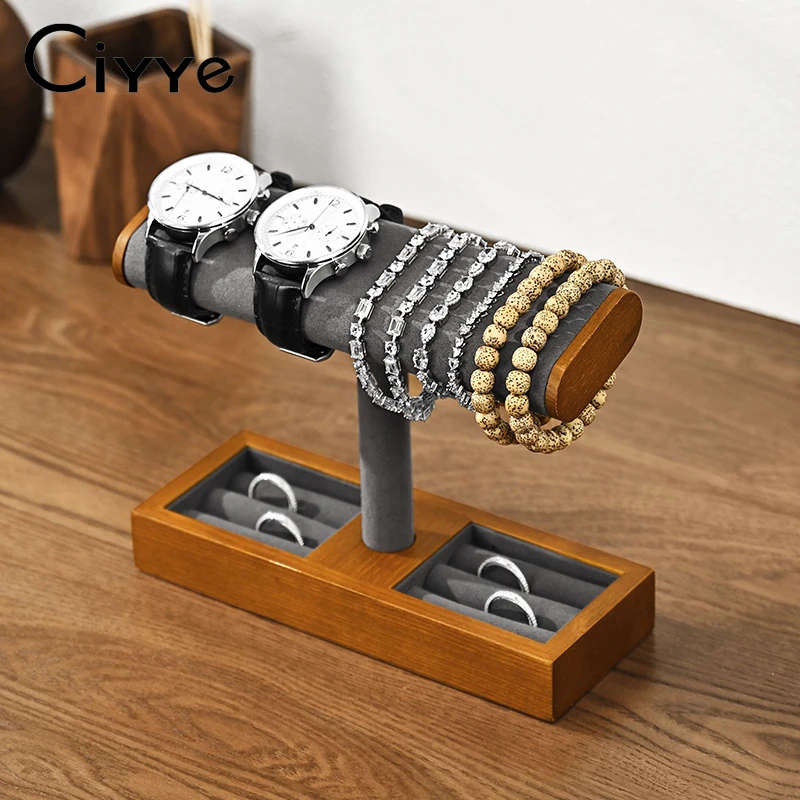 ciyye-無垢材ジュエリーウォッチブレスレット収納ディスプレイスタンドチェーンウォッチ-t-字型ジュエリーラックオーガナイザーウォッチディスプレイ小道具