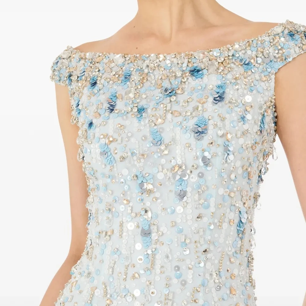 Maßgeschneiderte A-Linien-Abendkleider für Damen, bodenlang, luxuriöses, ärmelloses Ballkleid mit Kristallen und U-Boot-Ausschnitt, Partykleid, Neu 2026