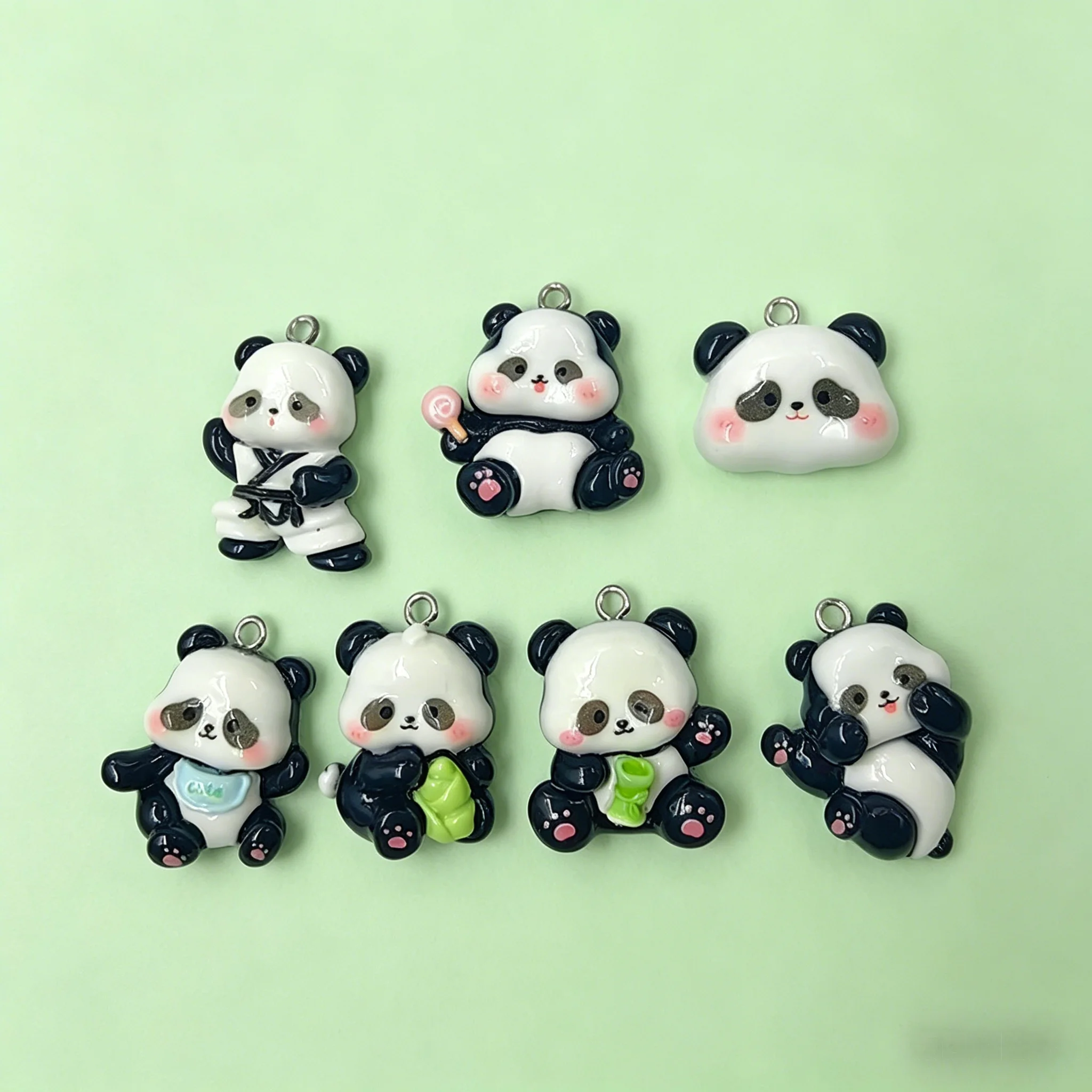 10Pcs Kung Fu Panda Resin Pendants Cute Cartoon Sport Animal Charms DIY Craft Findings for Jewelry Making Projects