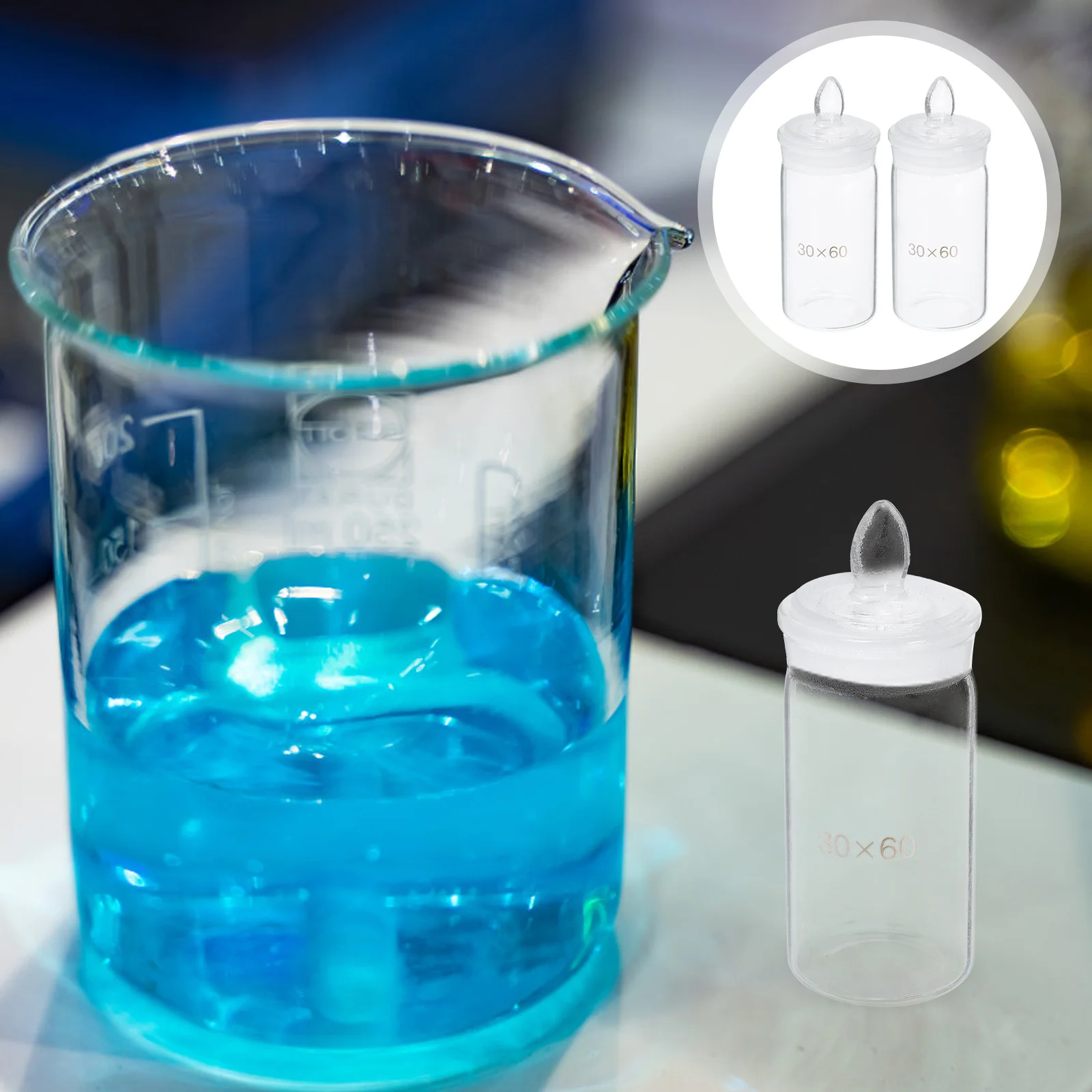 

2Pcs Laboratory Weighing Bottles Glass High Quality Small Glass Bottle Chemistry Teaching Experimental Use Sampling Weighing Jar