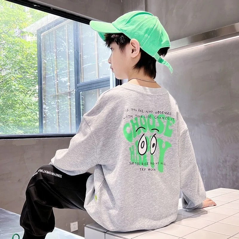 Boys Middle & Big Kids 2025 New Fall Winter Fleece-Lined Thickened Warm Loose Fit Stylish Base Layer Top