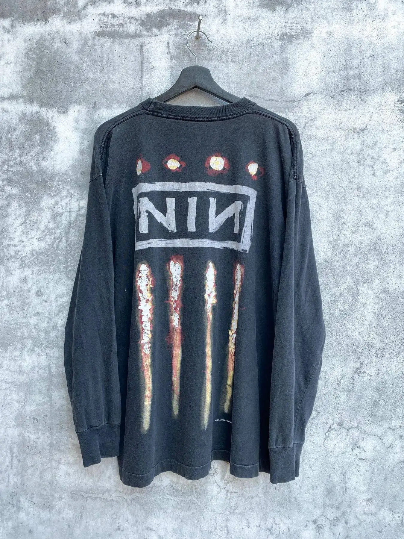 Loose Long Sleeve T-Shirt Touring Hip Hop Style American Casual Wear Selected Good Things Recommendation Nine Inch Nails