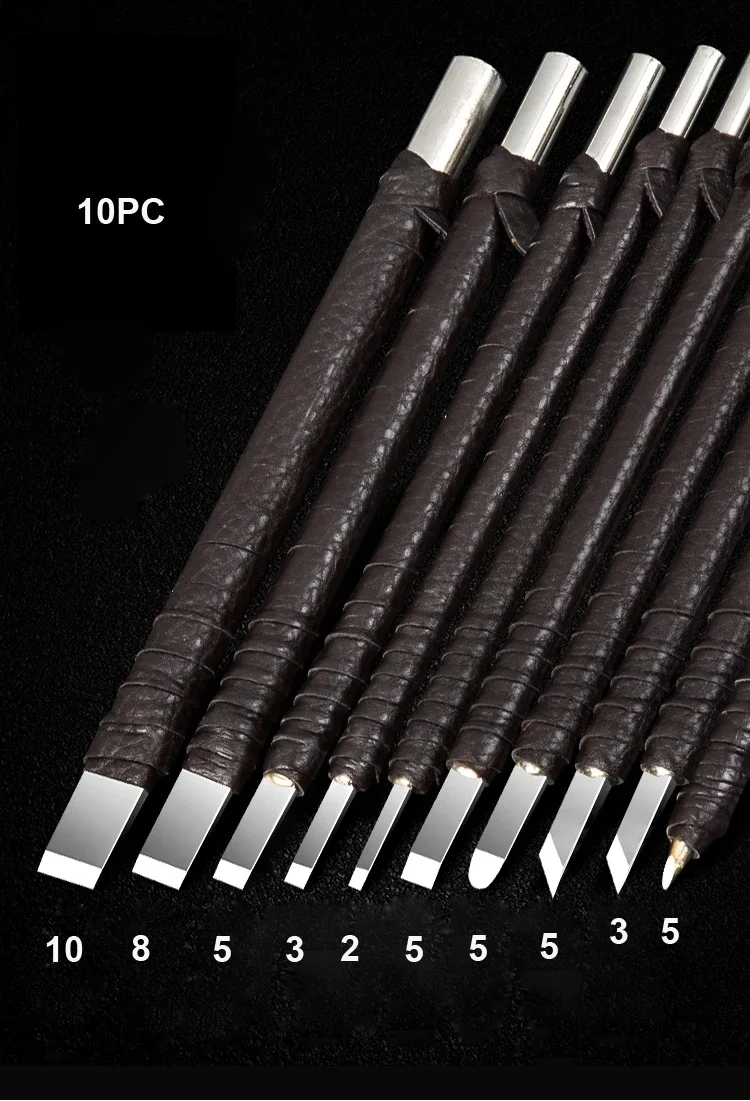 

Tungsten Steel Carving Knife Set Engraving Tool Kit with Leather Bag for Wood Jade Seal Carving Hand Tools