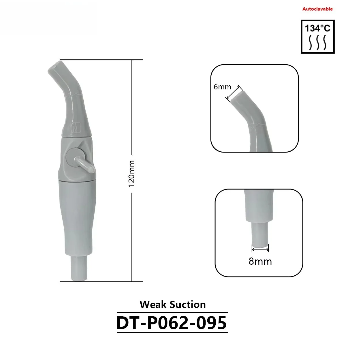 Universal Dental Weak Suction Handle - Autoclavable Saliva Swivel Sucker Parts Tips FIT DURR