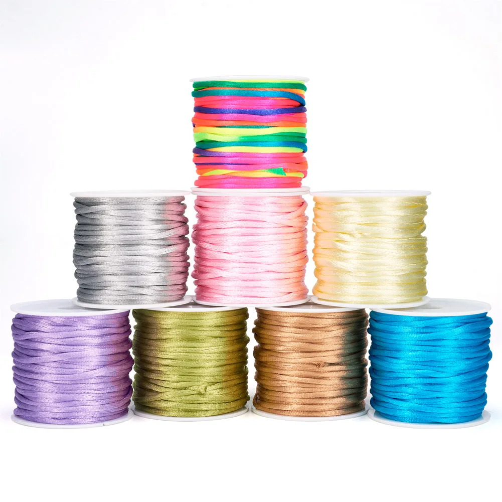 8 Rolls Macrame Rattail Chinese Knot Making Cords Round Abrasion Nylon Braided String Threads DIY Jewelry Making 2mm