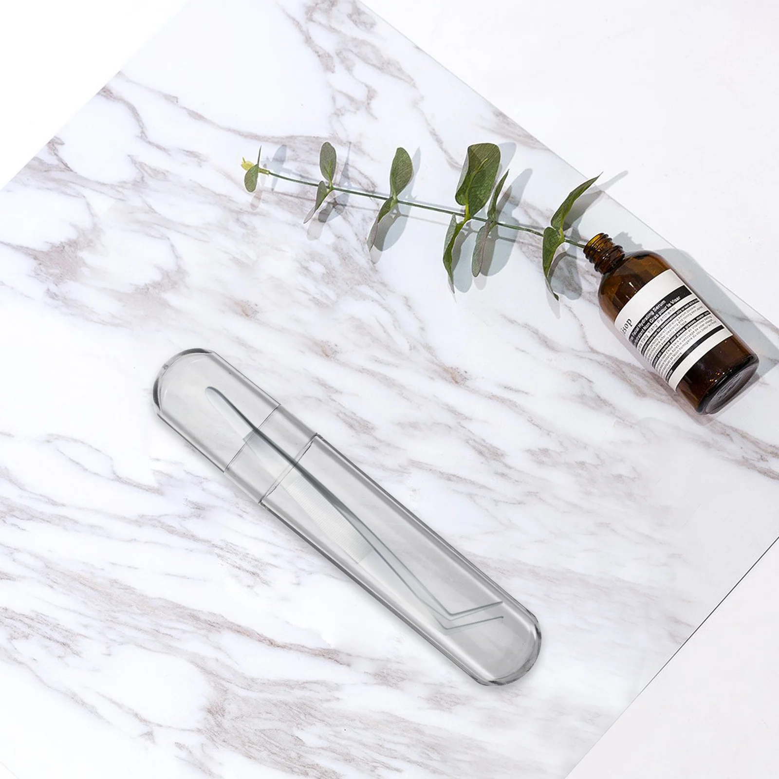 حافظة تنظيم ملقط الرموش البلاستيكية الشفافة، حامل سفر بيضاوي، حقيبة تخزين أنبوبية صغيرة للأدوات، منظم ملقط أنابيب شفافة #5