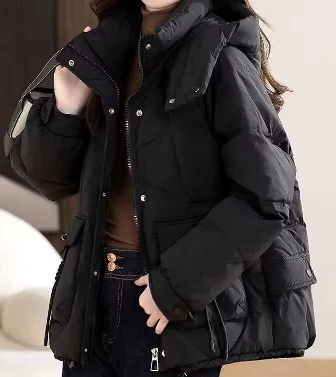 

Парки женские уличные осенние стеганые из полиэстера на пуговицах укороченные униформа для колледжа в консервативном стиле повседневные удобные простые модные модные 2025