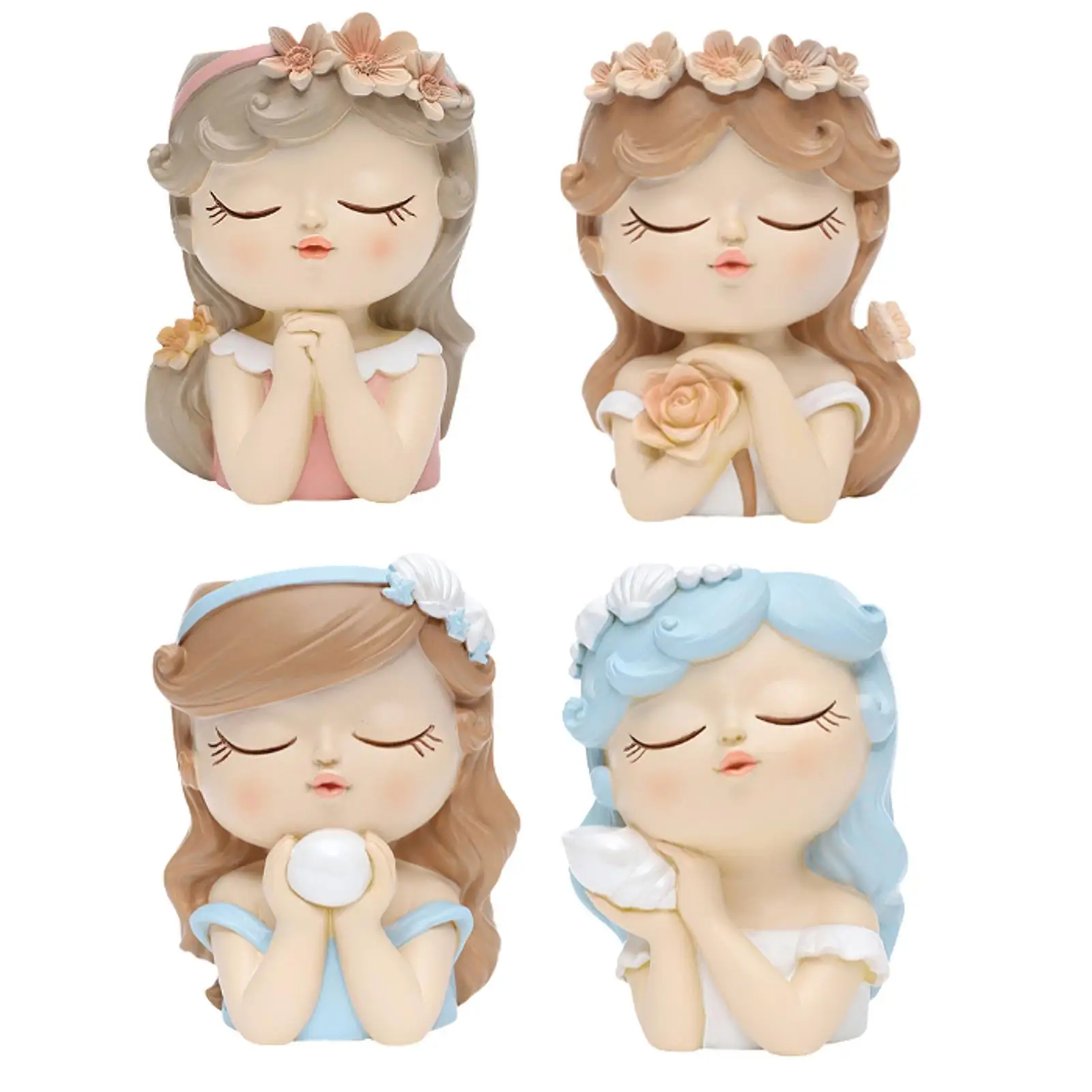 Girl Face Planter Vase Collectible Decorative Home Decoration Ornament Fairy