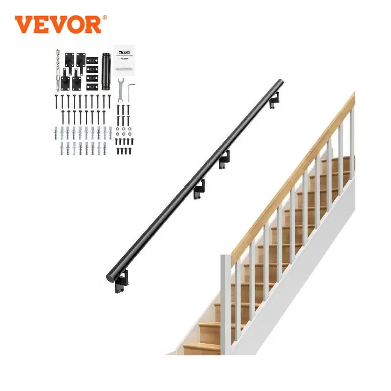 

VEVOR 4/5/7/12 ft Handrail Stair Railing 440 LBS Wall Mount Stairway Hand Rail with Installation Kit for Indoor Outdoor Stairs