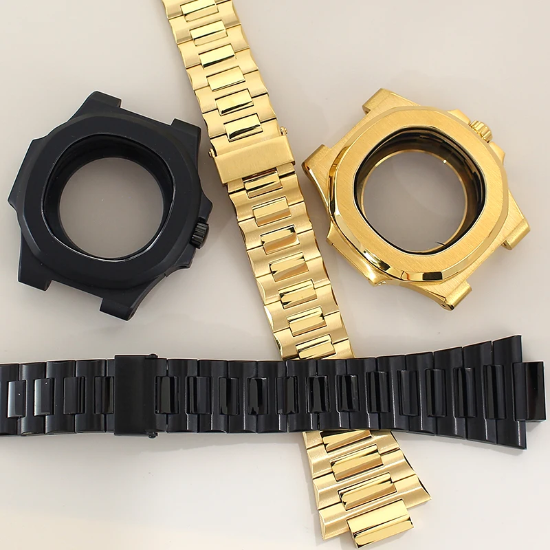 40 مللي متر ساعة حافظة الذهب الوردي 316L الصلب سوار الياقوت الزجاج ل Seiko NH35 NH34 NH36 NH38 حركة 30.8mmDial تعديل نوتيلوس