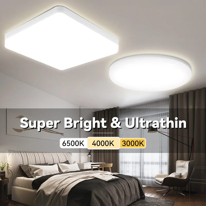 Ultra Thin Led Ceiling Lamp Ceiling Lighting 10/15/20/30/40/50W LED Panel Lamp Living Room Bedroom kitchen Light Square Round