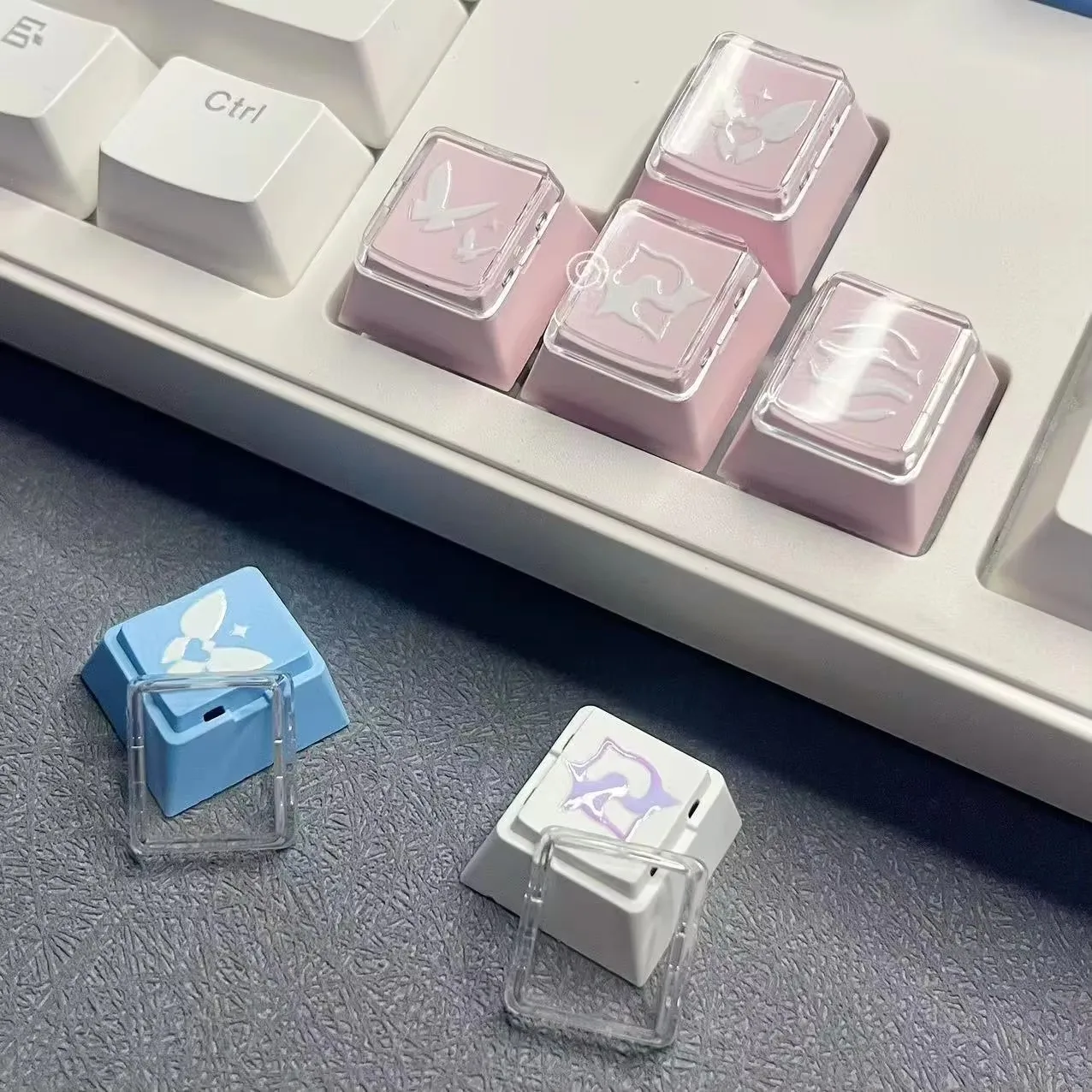 

Fearless Contract Keycap Mudie Detachable Transparent Cap Factory Mechanical Keyboard Creative Cute Pink Butterfly Keycap