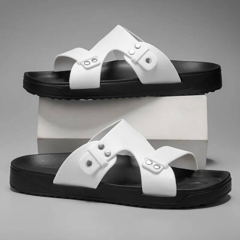 

Новые мужские летние модные сандалии 2026 года с воздушной подушкой, из натуральной кожи, шлепанцы для молодежи, уличные пляжные туфли с мягкой подошвой