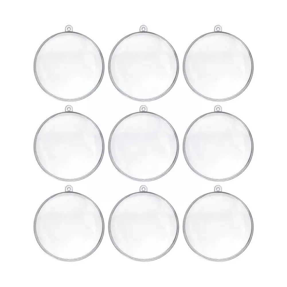 10pcs Plastic Clear Flat Ball Christmas Ornament Wedding New Xmas Candy Gift Decoration Hanging Year Pendant Box Party E4q3