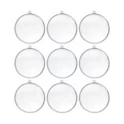 10pcs Plastic Clear Flat Ball Christmas Ornament Wedding New Xmas Candy Gift Decoration Hanging Year Pendant Box Party E4q3