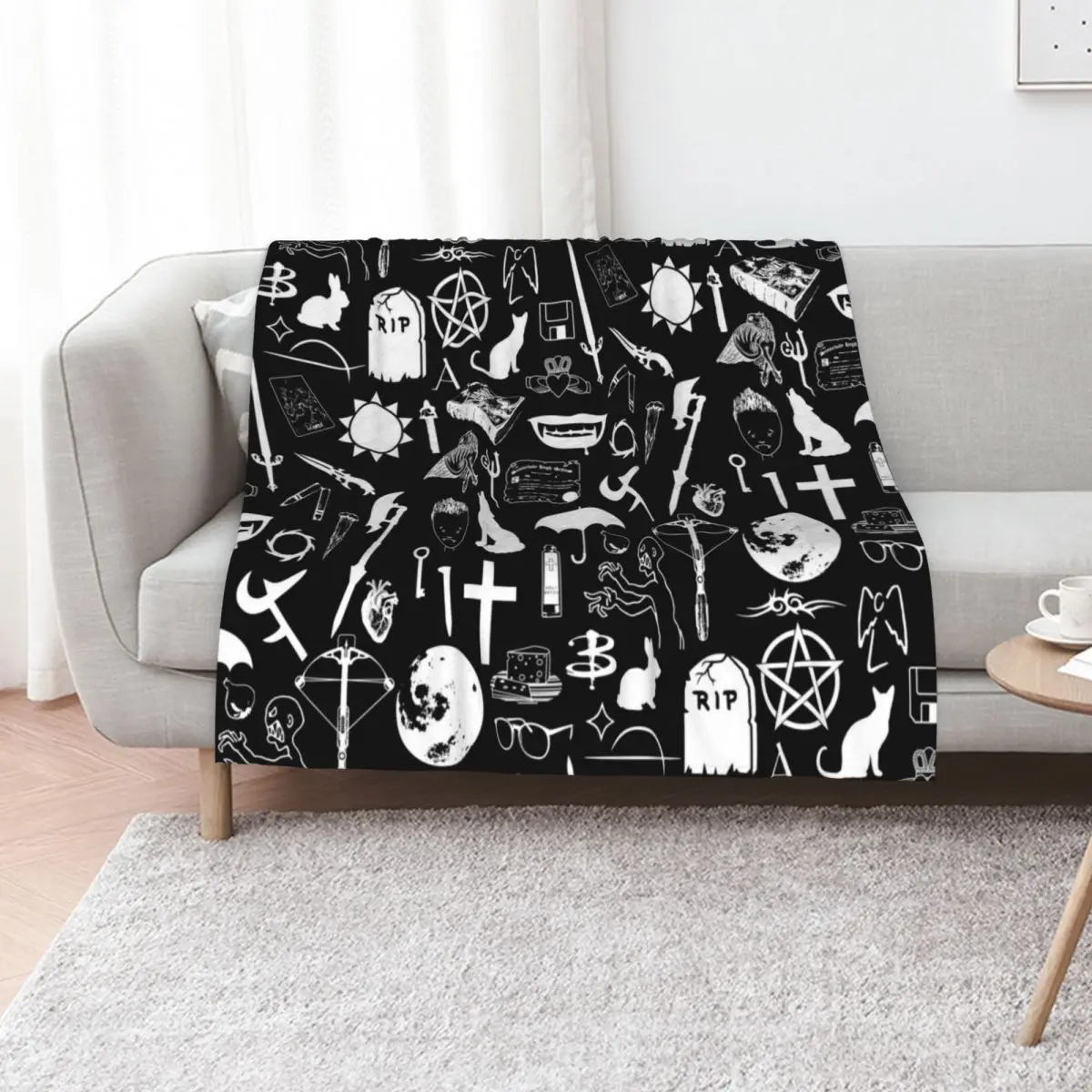 Buffy Symbology, White Throw Blanket Custom Sofa Moving Decorative Throw Thermals For Travel for winter Blankets