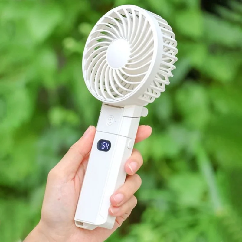Portable Handheld Fan Foldable 3 Speeds USB Rechargeable Battery Operated Mini Desk Fan With Backup Power For Travel Outdoor