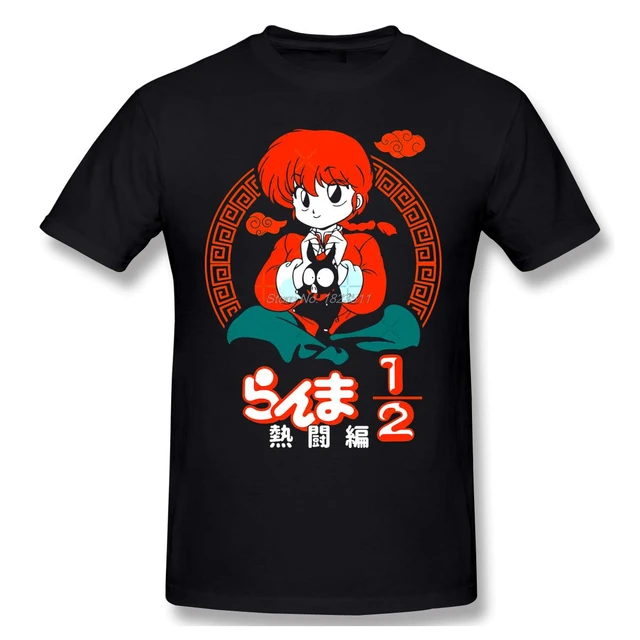 らんま1 2黒tシャツおかしいtシャツアニメ綿らんま服ユーモアtシャツヒップホップtシャツ原宿ストリート - AliExpress