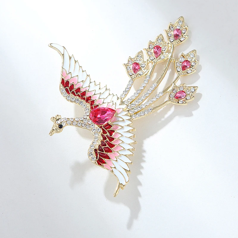 Rhinestone Flying Phoenix Brooches For Women Clothing Coat Jewelry Accessries Gifts