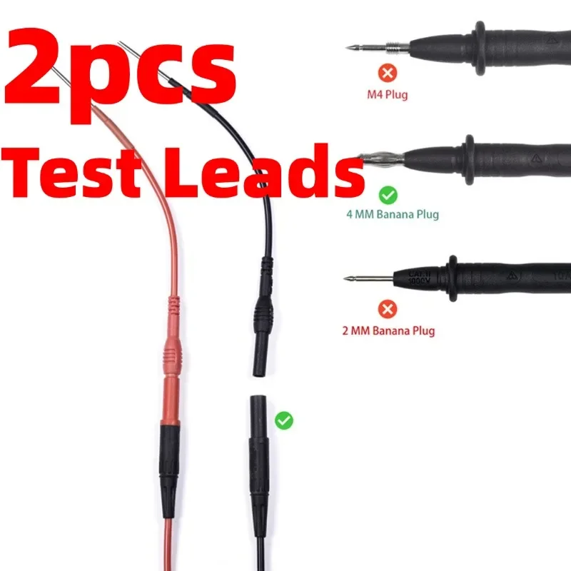 

2pcs Silicone Flexible Spoon Back Probe 4mm Female Adapter Cable Pin-Plug Terminal Wire Multimeter Hook Test Cable Accessories