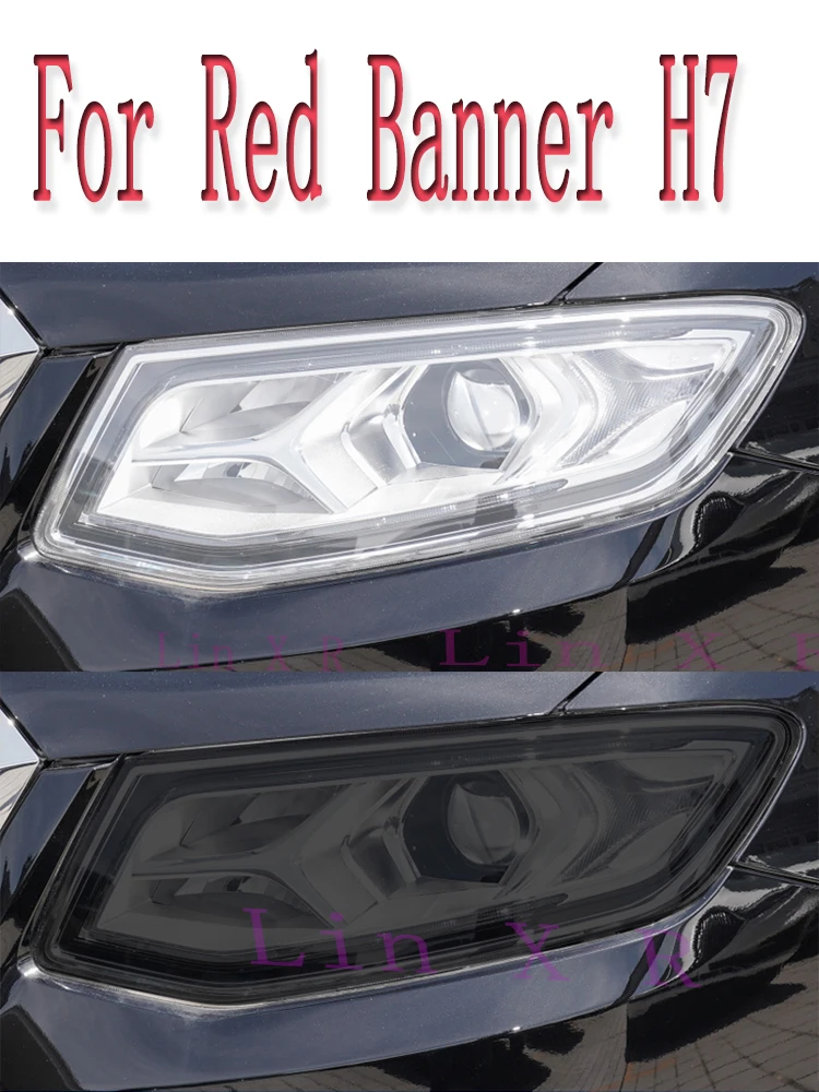 

For Red Banner H7 2018 2019 2020 2021- 2023 Car Headlight Front Lamp Tint Black Protective Film Transparent Protection Sticker