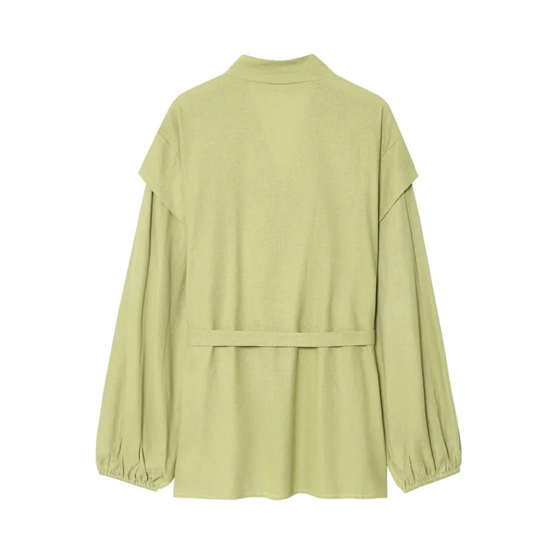 KEYANKETIAN 2025 خريف جديد المرأة الخامس الرقبة الدانتيل متابعة قميص علوي الترفيه نمط المتدرج الديكور كم طويل فضفاض أنيق البلوزات