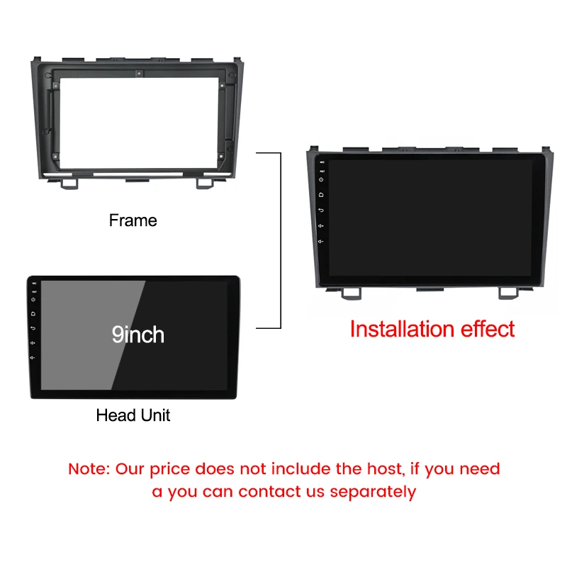 9 inch Car Radio Face Frame  For Honda CRV CR-V 3 RE 2006-2012 Fascia Stereo Panel Mounting Head Unit Canbus Cable Trim Bezel